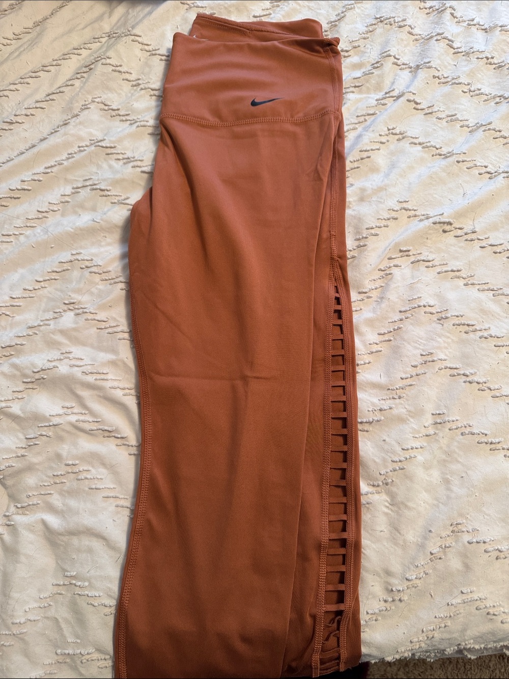 Nike Rust Orange Leggings with Lattice Side Detail